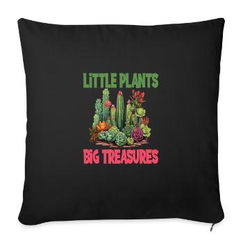 Little Plants Big Treasures - Sofakissenbezug 45 x 45 cm - Schwarz - Vorne