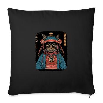 Japanische Katze Samurai Style für Katzen Fans - Sofakissenbezug 45 x 45 cm - Schwarz - Vorne