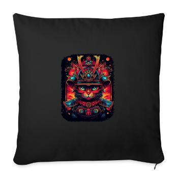 Japanische Katze Samurai Style für Katzen Fans - Sofakissenbezug 45 x 45 cm - Schwarz - Vorne