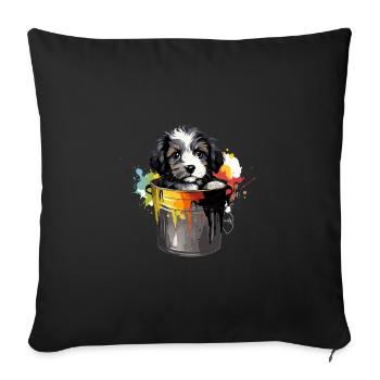 Niedlicher Hund Farbeimer für einen Hundebesitzer - Sofakissenbezug 45 x 45 cm - Schwarz - Vorne