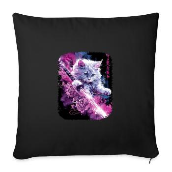 Japanische Katze Samurai Style für Katzen Fans - Sofakissenbezug 45 x 45 cm - Schwarz - Vorne
