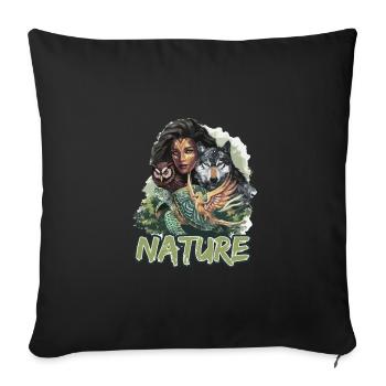 Natur Wolf Eule Schildkröte Frau für - Sofakissenbezug 45 x 45 cm - Schwarz - Vorne