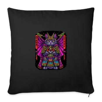 Japanische Katze Samurai Style für Katzen Fans - Sofakissenbezug 45 x 45 cm - Schwarz - Vorne