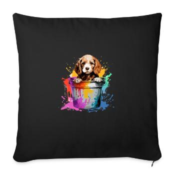 English Cocker Spaniel Niedlicher Hund Farbeimer - Sofakissenbezug 45 x 45 cm - Schwarz - Vorne