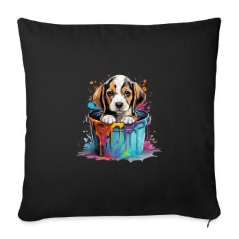 Beagle Niedlicher Hund Farbeimer - Sofakissenbezug 45 x 45 cm - Schwarz - Vorne