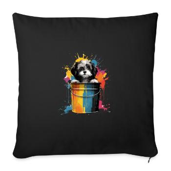 Dalmatiner Niedlicher Hund Farbeimer - Sofakissenbezug 45 x 45 cm - Schwarz - Vorne