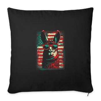 Coole Amerika Llama Sonnenbrille Patriotisch - Sofakissenbezug 45 x 45 cm - Schwarz - Vorne
