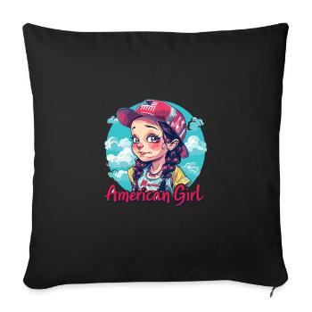 Patriotisches Amerikanisches Mädchen USA für - Sofakissenbezug 45 x 45 cm - Schwarz - Vorne