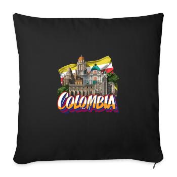Kolumbien Stadtbild mit künstlerischem Skyline - Sofakissenbezug 45 x 45 cm - Schwarz - Vorne