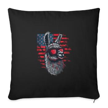 Coole Amerika Llama Sonnenbrille Patriotisch - Sofakissenbezug 45 x 45 cm - Schwarz - Vorne