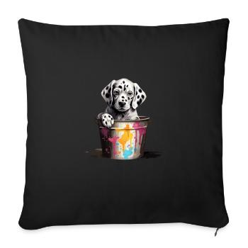 Dalmatiner Niedlicher Hund Farbeimer - Sofakissenbezug 45 x 45 cm - Schwarz - Vorne