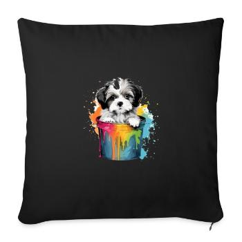 Dalmatiner Niedlicher Hund Farbeimer - Sofakissenbezug 45 x 45 cm - Schwarz - Vorne