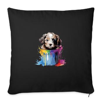 Niedlicher Hund Farbeimer für einen Hundebesitzer - Sofakissenbezug 45 x 45 cm - Schwarz - Vorne