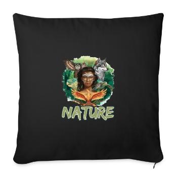 Natur Wolf Eule Schildkröte Frau für - Sofakissenbezug 45 x 45 cm - Schwarz - Vorne
