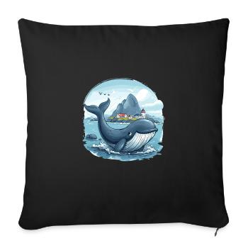 Küstendorf und Riesenwal Skandinavien - Sofakissenbezug 45 x 45 cm - Schwarz - Vorne