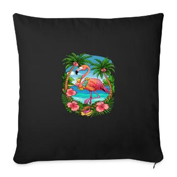 Tropical Flamingo Summer Vibes Beach Scene - Sofakissenbezug 45 x 45 cm - Schwarz - Vorne