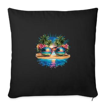 Tropisches Paradies Sonnenbrille Strand Reflexion - Sofakissenbezug 45 x 45 cm - Schwarz - Vorne