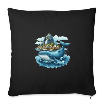 Küstendorf und Riesenwal Skandinavien - Sofakissenbezug 45 x 45 cm - Schwarz - Vorne