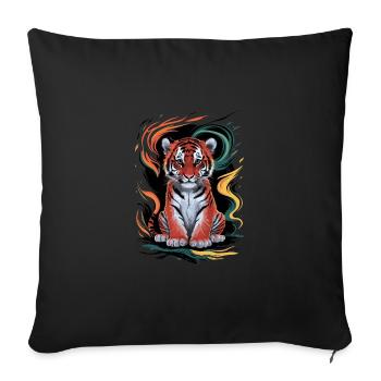 Lustiger Tiger für Kinder für Kinder - Sofakissenbezug 45 x 45 cm - Schwarz - Vorne