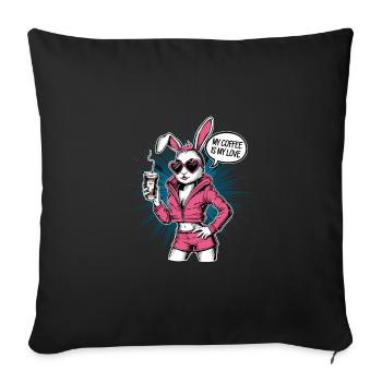 Kaffee Hase Kaninchen Herz Sonnenbrille - Sofakissenbezug 45 x 45 cm - Schwarz - Vorne