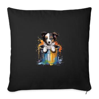Border Collie Hund Hunderasse - Sofakissenbezug 45 x 45 cm - Schwarz - Vorne