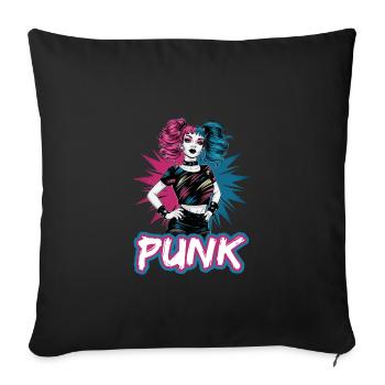 Punk Girl mit rosa und blauen Haaren Retro Style - Sofakissenbezug 45 x 45 cm - Schwarz - Vorne