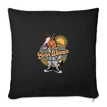 Born Winner Cooles Pferd mit Jacke für - Sofakissenbezug 45 x 45 cm - Schwarz - Vorne