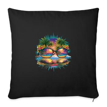 Tropisches Paradies Sonnenbrille Strand Reflexion - Sofakissenbezug 45 x 45 cm - Schwarz - Vorne