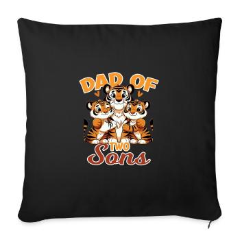 Starker Tiger mit Tiger Kind für einen Papa - Sofakissenbezug 45 x 45 cm - Schwarz - Vorne