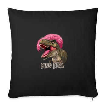 Wilder Dinosaurier mit rosa Haar Dino Diva für - Sofakissenbezug 45 x 45 cm - Schwarz - Vorne