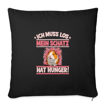 Ich muss los mein Schatz hat hunger - Sofakissenbezug 45 x 45 cm - Schwarz - Vorne