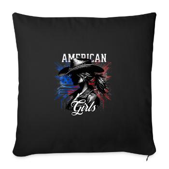 Patriotisches Amerikanisches Mädchen USA für - Sofakissenbezug 45 x 45 cm - Schwarz - Vorne