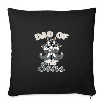 Starker Wolf mit Wolfs Kind für einen Papa - Sofakissenbezug 45 x 45 cm - Schwarz - Vorne