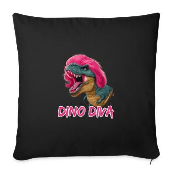 Wilder Dinosaurier mit rosa Haar Dino Diva für - Sofakissenbezug 45 x 45 cm - Schwarz - Vorne