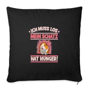 Ich muss los mein Schatz hat hunger - Sofakissenbezug 45 x 45 cm - Schwarz - Vorne