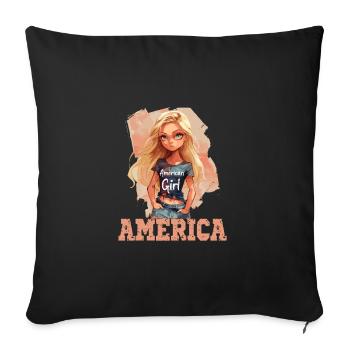 Patriotisches Amerikanisches Mädchen USA für - Sofakissenbezug 45 x 45 cm - Schwarz - Vorne