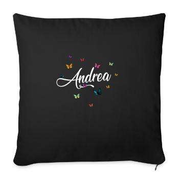 ANDREA - Girl Name with Colorful Butterflies - Sofa pillowcase 17,3'' x 17,3'' (45 x 45 cm) - black - Front