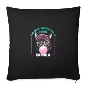 Kamala Harris & Tim Walz 2024 - Childless Cat Lady - Sofa pillowcase 17,3'' x 17,3'' (45 x 45 cm) - black - Front