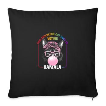 Kamala Harris & Tim Walz 2024 - Childless Cat Lady - Sofa pillowcase 17,3'' x 17,3'' (45 x 45 cm) - black - Front
