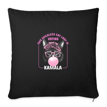 Kamala Harris & Tim Walz 2024 - Childless Cat Lady - Sofa pillowcase 17,3'' x 17,3'' (45 x 45 cm) - black - Front