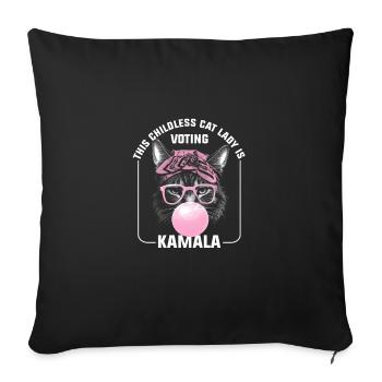 Kamala Harris & Tim Walz 2024 - Childless Cat Lady - Sofa pillowcase 17,3'' x 17,3'' (45 x 45 cm) - black - Front