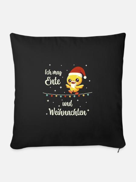 Weihnachts Ente auf einer Lichterkette - Sofakissenbezug 45 x 45 cm - Schwarz