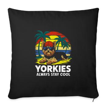 Cool Yorkie Yorkshire Terrier Under Palm Trees - Sofa pillowcase 17,3'' x 17,3'' (45 x 45 cm) - black - Front