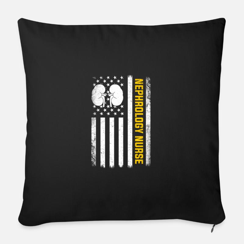 indicateur américain d’infirmière de néphrologie, infirmière de dialyse - Housse de coussin décorative 45 x 45 cm - noir