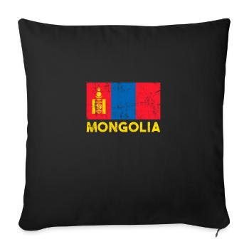 Mongolia, Mongolian flag mongolia - Sofa pillowcase 17,3'' x 17,3'' (45 x 45 cm) - black - Front