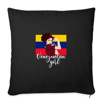 Venezuelan Girl, Venezuela - Sofa pillowcase 17,3'' x 17,3'' (45 x 45 cm) - black - Front