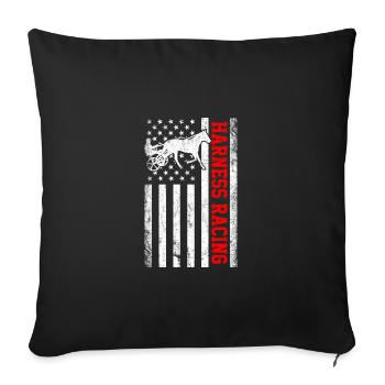 Harness racing american flag - Sofa pillowcase 17,3'' x 17,3'' (45 x 45 cm) - black - Front