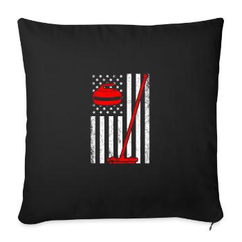 Curling american flag, curling - Sofa pillowcase 17,3'' x 17,3'' (45 x 45 cm) - black - Front