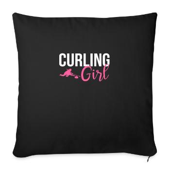 Curling girl, curling - Sofa pillowcase 17,3'' x 17,3'' (45 x 45 cm) - black - Front