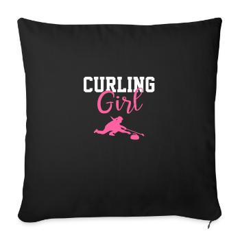 Curling girl, curling - Sofa pillowcase 17,3'' x 17,3'' (45 x 45 cm) - black - Front